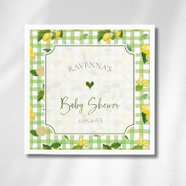 Sierlijke Citroen Groen Geruite Baby Shower Servet