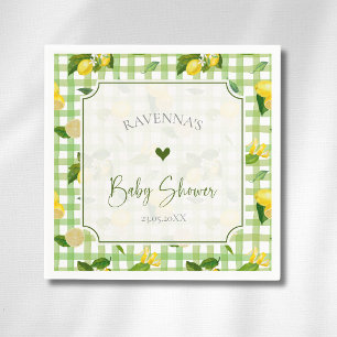 Sierlijke Citroen Groen Geruite Baby Shower Servet