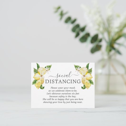 Sierlijke citroen vruchten bloemen baby shower det informatiekaartje (Staand voorkant)