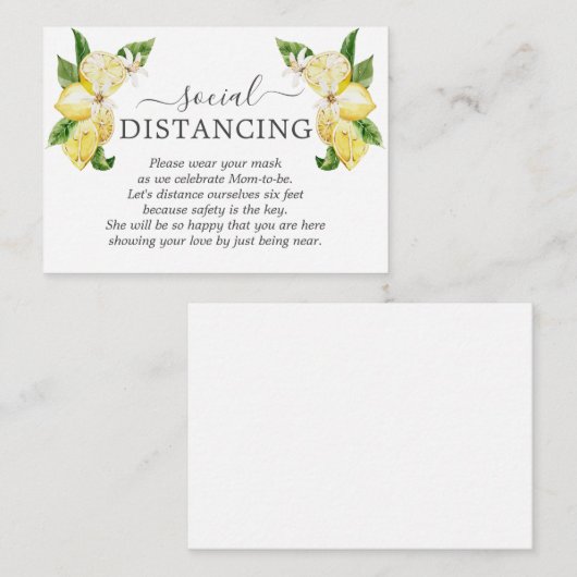 Sierlijke citroen vruchten bloemen baby shower det informatiekaartje (Voorkant / Achterkant)