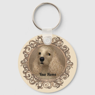 Sierlijke cocker spaniel aangepaste naam sleutelhanger
