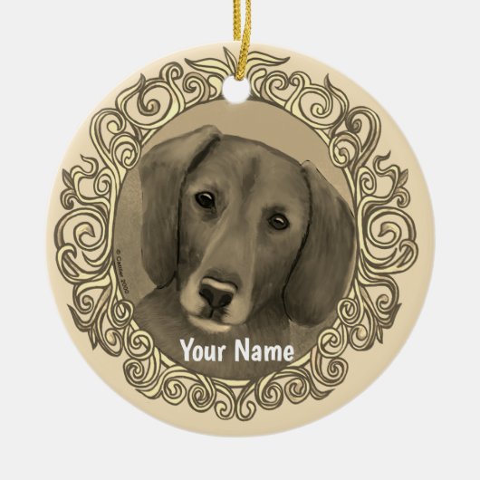 Sierlijke Dachshund Keramisch Ornament (Voorkant)