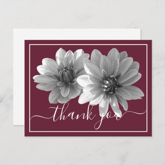 Sierlijke Dahlia Wijnkleurige Achtergrond Bedankt Briefkaart (Voorkant / Achterkant)