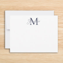 Sierlijke Damast Middenblauw en Grijs Monogram