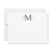 Sierlijke Damast Middenblauw en Grijs Monogram