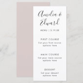 Sierlijke Delicate Blush Wedding Menu Kaart (Voorkant / Achterkant)