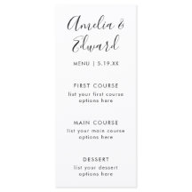 Sierlijke Delicate Blush Wedding Menu Kaart