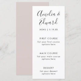 Sierlijke Delicate Blush Wedding Menu Kaart