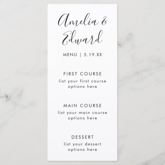 Sierlijke Delicate Paarse Wedding Menu Kaart (Voorkant)