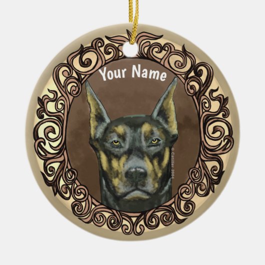 Sierlijke Dobermann naam ornament op maat (Voorkant)