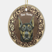 Sierlijke Dobermann naam ornament op maat (Links)