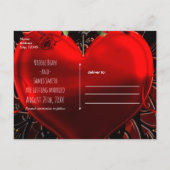 Sierlijke Elegante Bloemen Hart Zwart & Rood Party Aankondigingskaart (Achterkant)