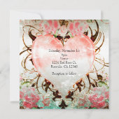 Sierlijke Elegante Bloemige Vintage Hart Uitnodigi Kaart (Achterkant)