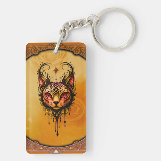 Sierlijke elegantie: Een portret van een kat. Sleutelhanger (achterkant)
