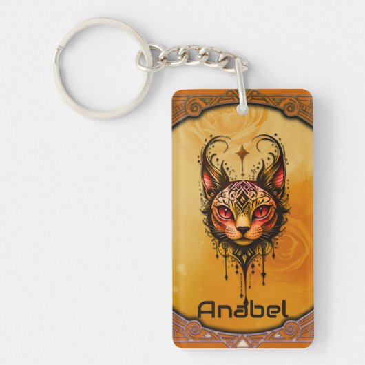 Sierlijke elegantie: Een portret van een kat. Sleutelhanger (Voorkant)