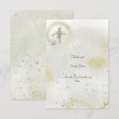 Sierlijke en sprankelende doop plat bedankt kaarte (Voorkant / Achterkant)