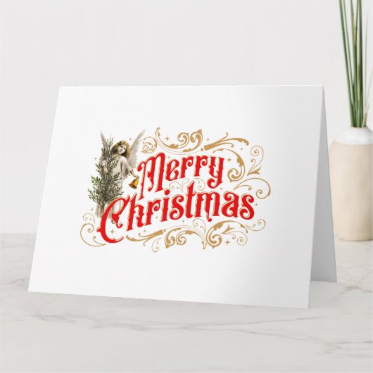 Sierlijke Engel-Vrolijk Kerstmis-Retro Kaart (Voorkant)