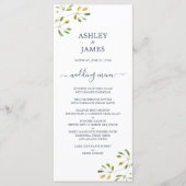 Sierlijke Eucalyptusloof Donkerblauwe Witte Bruilo Menu (Voorkant)