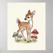 Sierlijke Fawn Woodland Nursery Poster (Voorkant)