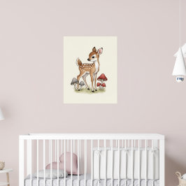 Sierlijke Fawn Woodland Nursery Poster