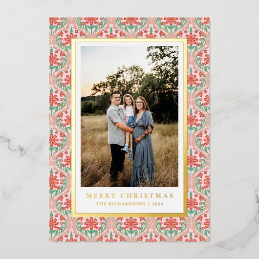 Sierlijke Festive Rand Foto Kaart (Voorkant)