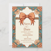 Sierlijke  Floral Art Nouveau bruiloft Save The Date (Voorkant)
