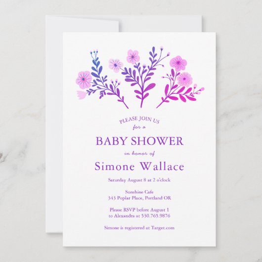 Sierlijke Florals Elegant Chic CUSTOM BABY SHOWER Kaart (Voorkant)