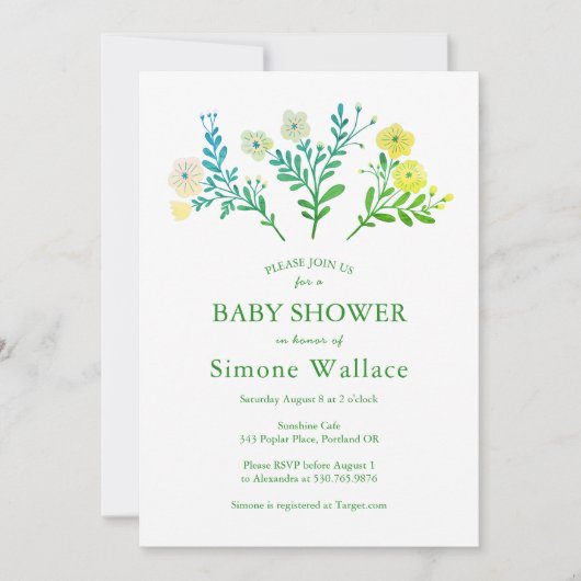 Sierlijke Florals Elegant Chic CUSTOM BABY SHOWER Kaart (Voorkant)