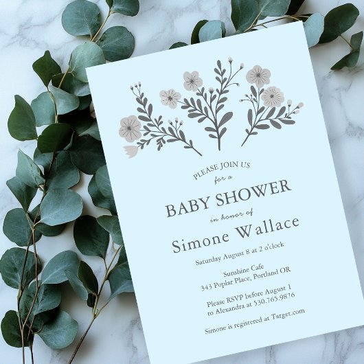 Sierlijke Florals Elegant Chic CUSTOM BABY SHOWER Kaart