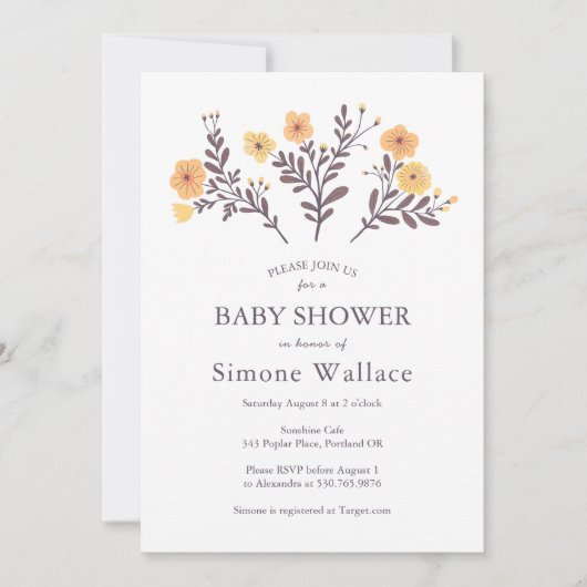 Sierlijke Florals Elegant Chic CUSTOM BABY SHOWER Kaart (Voorkant)