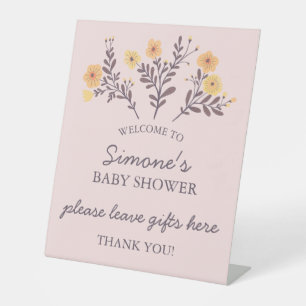 Sierlijke Florals Elegant Chic CUSTOM BABY SHOWER Reclamebord Met Voetstuk