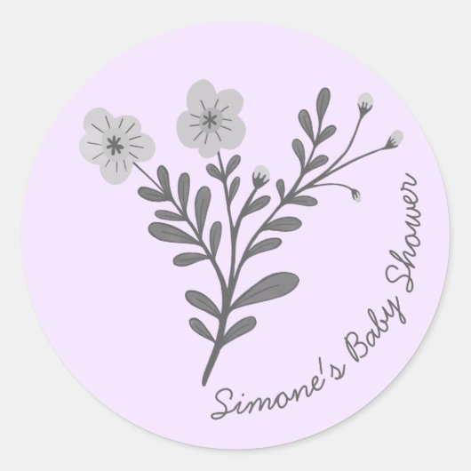 Sierlijke Florals Elegant Chic CUSTOM BABY SHOWER Ronde Sticker (Voorkant)