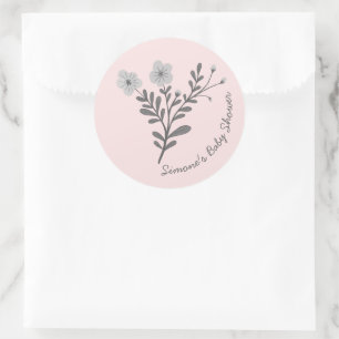 Sierlijke Florals Elegant Chic CUSTOM BABY SHOWER Ronde Sticker