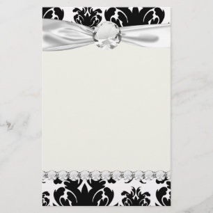 sierlijke formele zwarte witte damast briefpapier