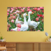 Sierlijke ganzen in Blooming Garden Dierenvriend Canvas Afdruk (Insitu (Woonkamer))