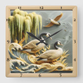 sierlijke ganzenvijver vierkante klok (Voorkant)