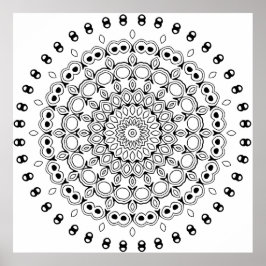 Sierlijke Gelaagde Mandala met Blad- en Bolornamen Poster