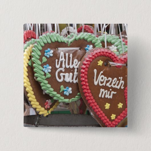 Sierlijke gemberkoekjes vierkante button 5,1 cm (Voorkant)
