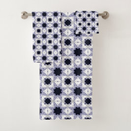 Sierlijke geometrische babyblauwe sterpatroon bad handdoek