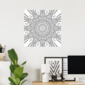 Sierlijke geometrische mandala met gefacetteerde l poster (Thuiskantoor)