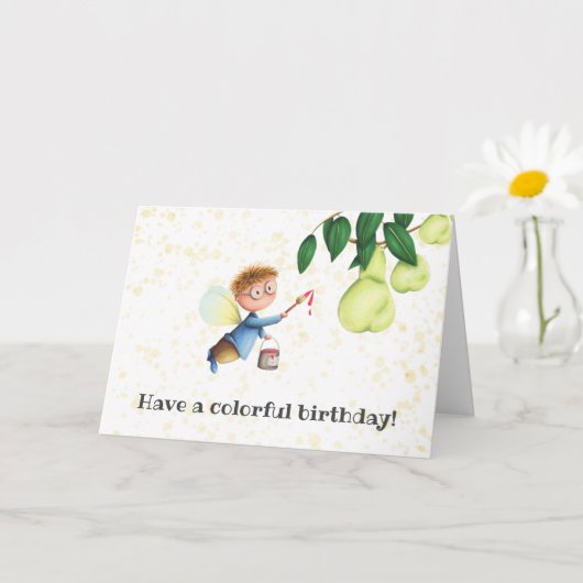 Sierlijke geschilderde peren gepersonaliseerde ver kaart (Kleine Plant)