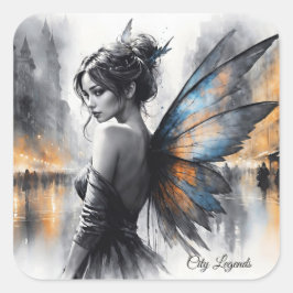 Sierlijke gevleugelde brunette minimalisme stedeli vierkante sticker