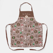 Sierlijke Gingbread Monogram Kerst Bakken Schort (Voorkant)