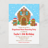 Sierlijke Gingerbread Verjaardagsfeestje Blauw en Briefkaart (Voorkant)