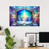 Sierlijke Glas-in-Lood Patroon Poster (Thuiskantoor)