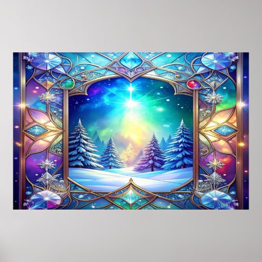 Sierlijke Glas-in-Lood Patroon Poster (Voorkant)