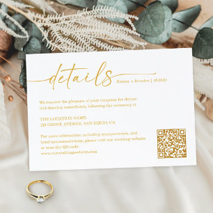 Sierlijke Gold Color Script Wedding Details QR Cod Informatiekaartje