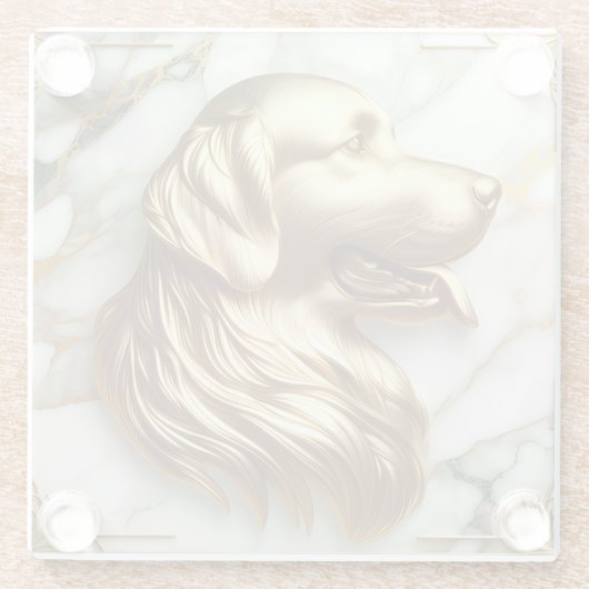 Sierlijke Golden Retriever Marble esthetiek Glazen Onderzetter (Achterkant)
