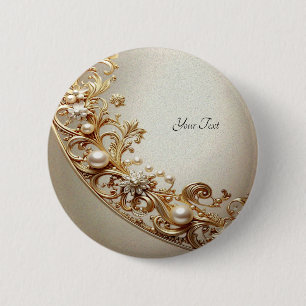 Sierlijke Gouden Bloem Knop Ronde Button 5,7 Cm