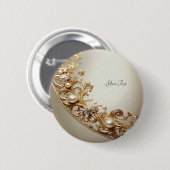 Sierlijke Gouden Bloem Knop Ronde Button 5,7 Cm (Voorkant /achterkant)